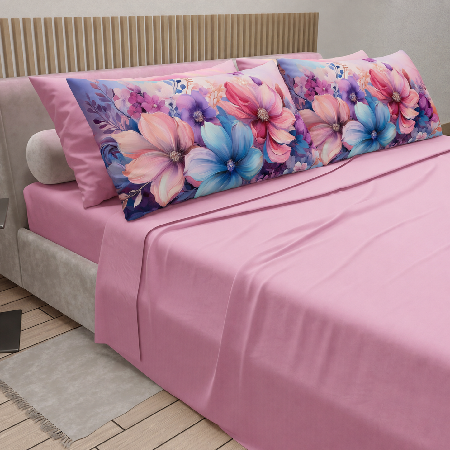 Completo letto PETTI Petalo 11 Rosa – vista angolata