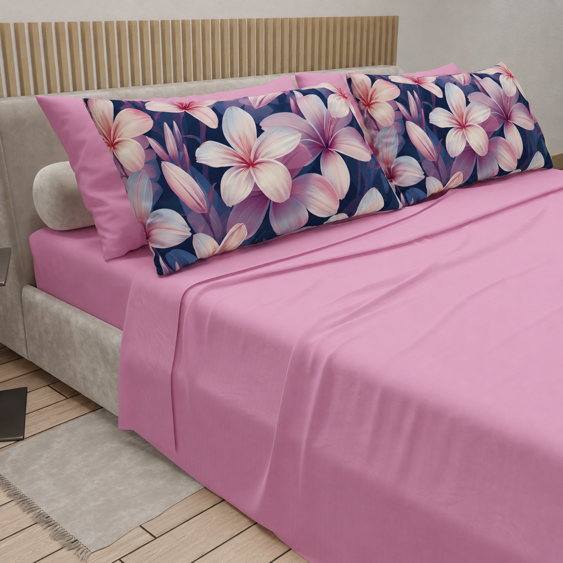 Completo letto PETTI Petalo 16 Rosa – vista angolata