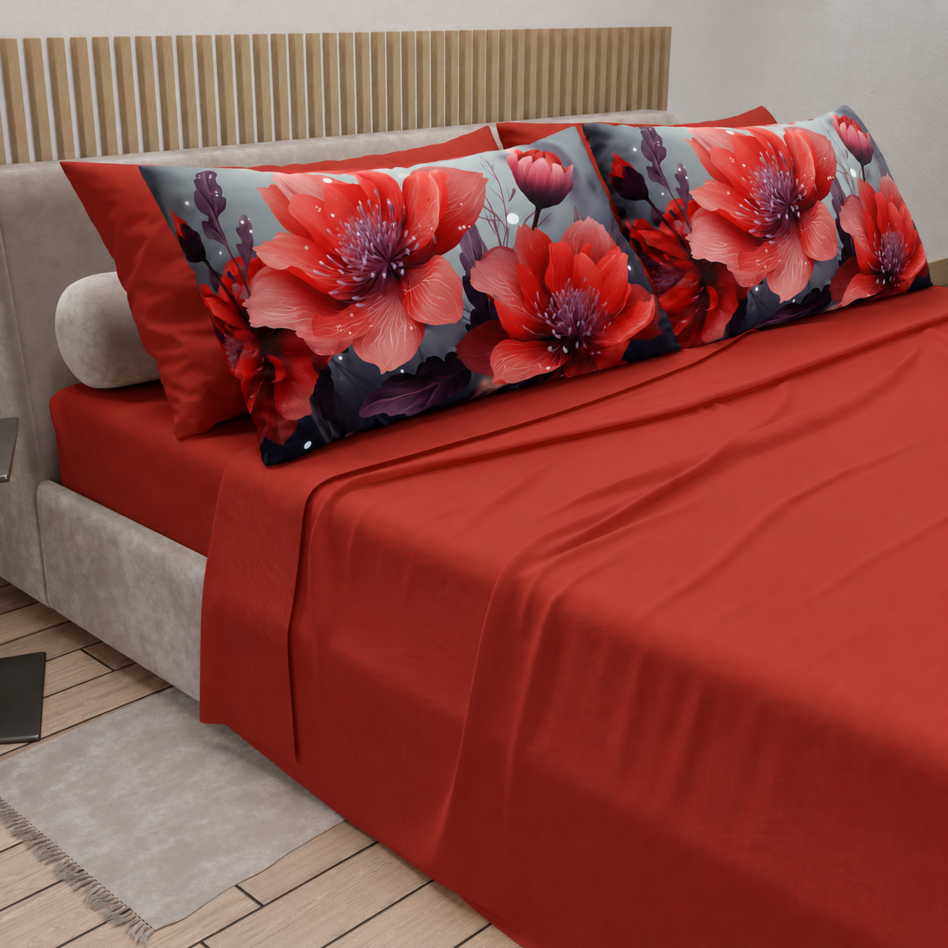 Completo letto PETTI Petalo 19 Rosso – vista angolata