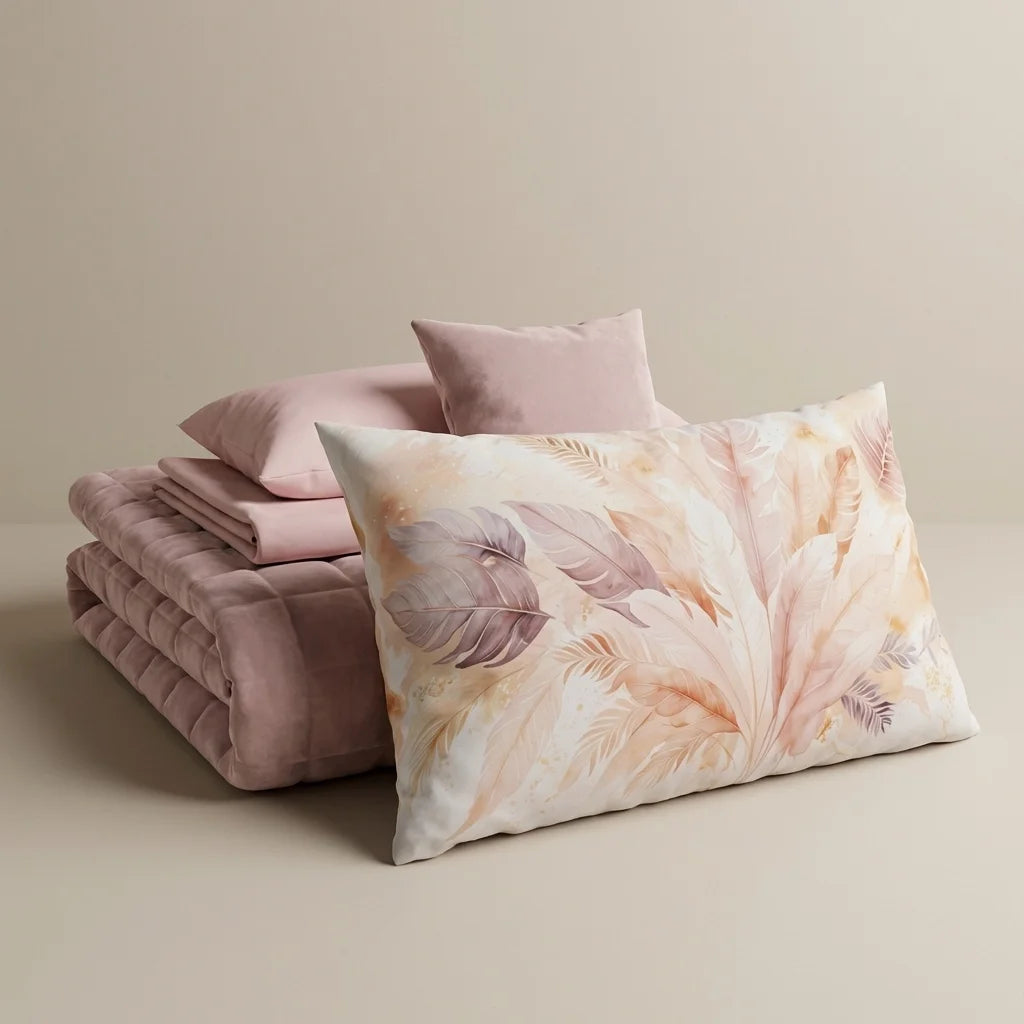 Courtepointe Unie en Velours Poudre + Draps assortis et Taie d'oreiller Digitale