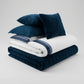 Ensemble Velours Bleu-Edredon+Draps+Taies d'oreiller+Coussins décoratifs