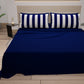 Lenzuola in Cotone, Completo Letto con Federe in Stampa Digitale Righe Blu Notte