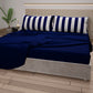 Lenzuola in Cotone, Completo Letto con Federe in Stampa Digitale Righe Blu Notte
