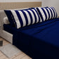 Lenzuola in Cotone, Completo Letto con Federe in Stampa Digitale Righe Blu Notte