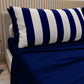 Lenzuola in Cotone, Completo Letto con Federe in Stampa Digitale Righe Blu Notte