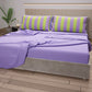 Lenzuola in Cotone, Completo Letto con Federe in Stampa Digitale Righe Verde Chiaro/Lilla.