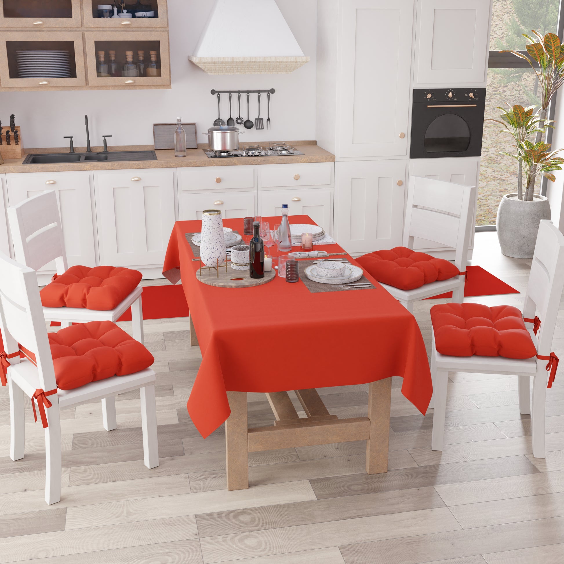 Tovaglioli Di Cotone Douceur D'Intérieur - Rosso, 40x45 Cm, Orlati, Lavabili In Lavatrice - Foto 8