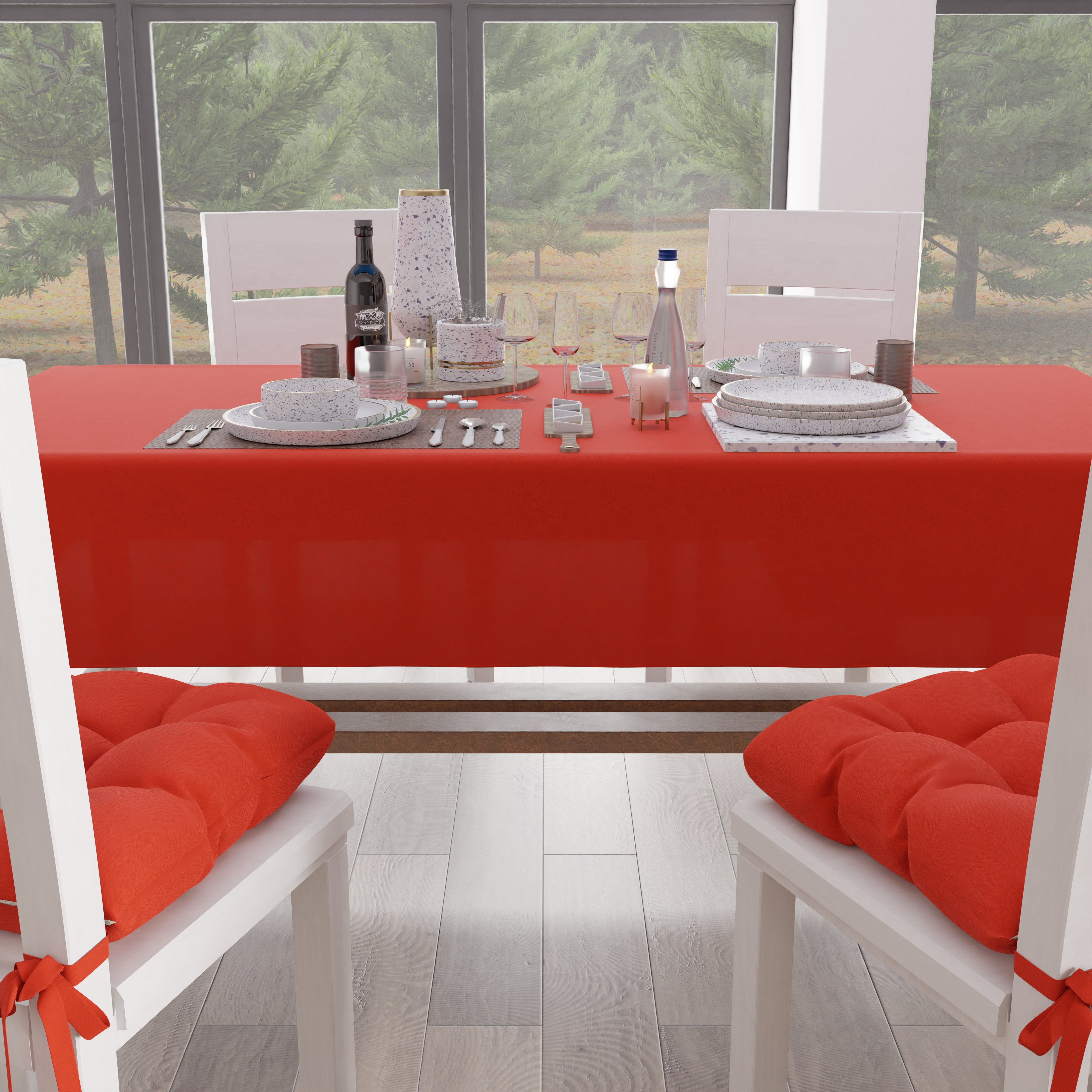 Tovaglia Rotonda Tirolese Carola 180 Cm - 80% Cotone E 20% Poliestere, Colore Legno Rosso, Produzione Artigianale Italiana