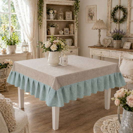 Tovaglia da Tavola Waterproof con Volant Grigio Chiaro / Tiffany