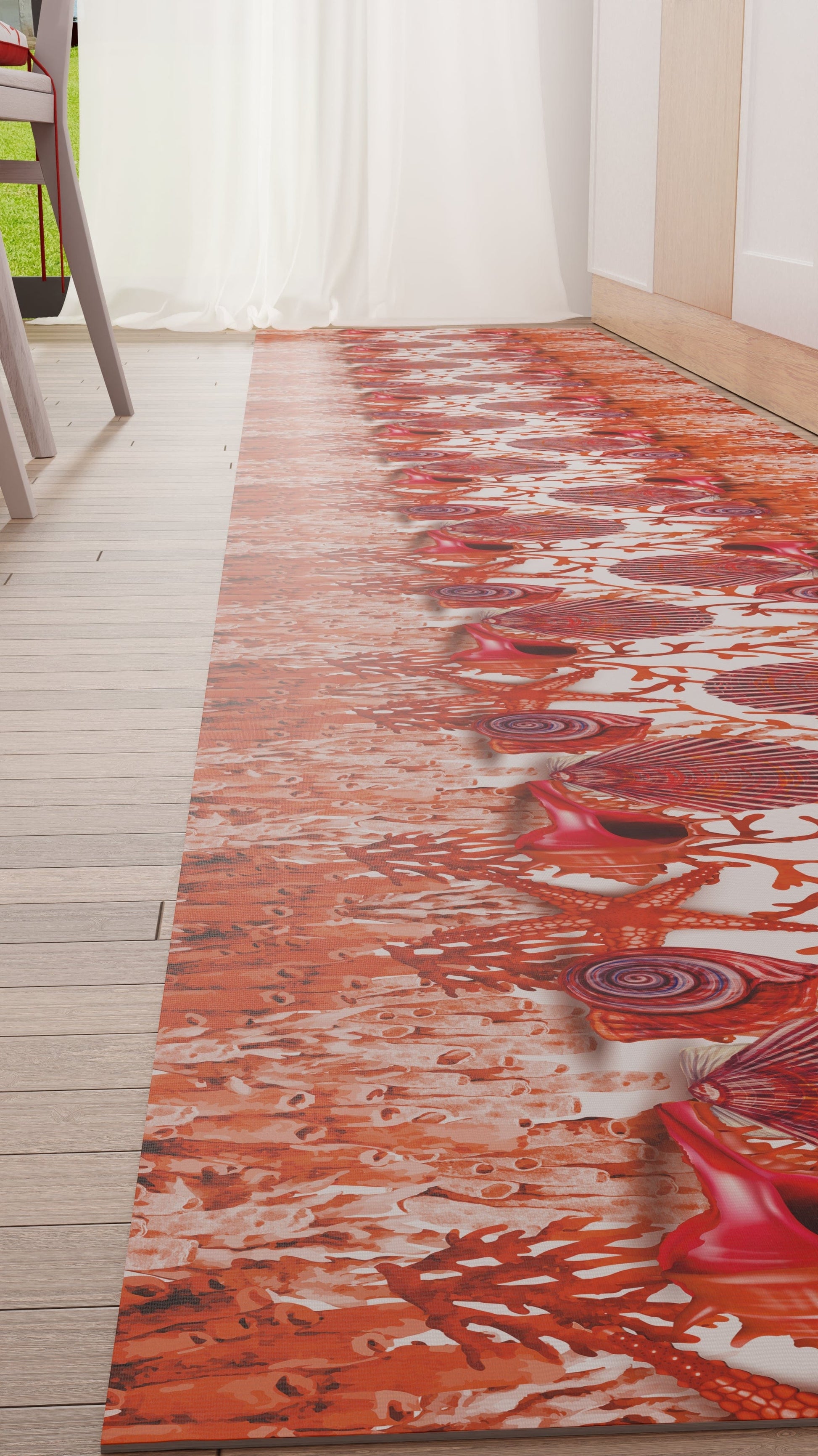 Non-slip kitchen rug, machine washable kitchen runner, red coral by the  meter (€7.90 per metre)