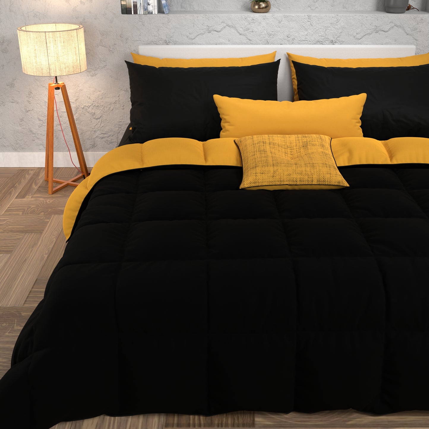 Duvet Quilt for Double, Single, Square and a Half, Yellow Black