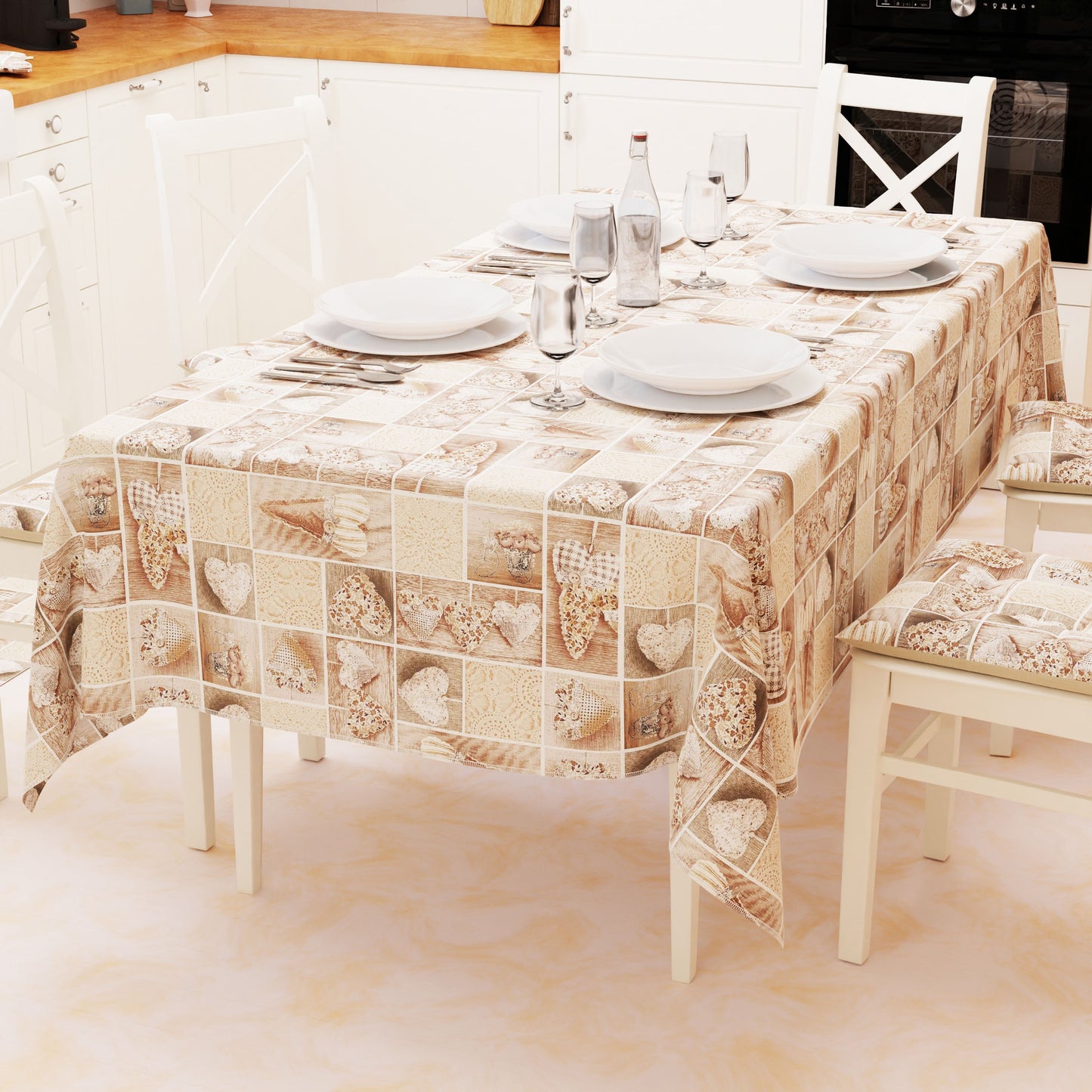 PETTI Artigiani Italiani 1968 Tovaglia da Tavola in Cotone X6 , X12, X18, X24 Copritavolo Lidia Beige.