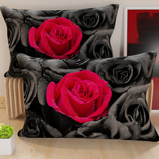 Taies d'oreiller, housses de coussin imprimées numériquement, roses noires