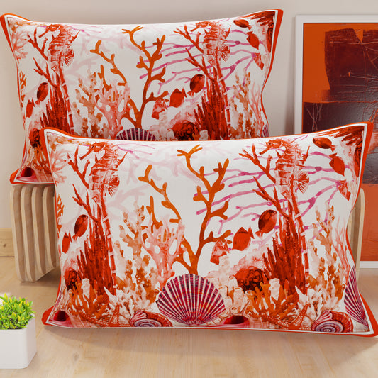 Pillowcases, Cushion Covers in Digital Print, Red Coral