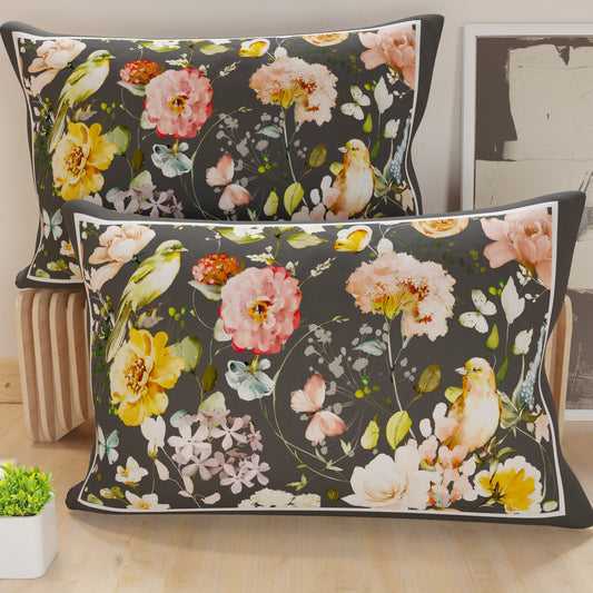 Pillow Cases, Pillow Cases in Digital Print, Floral 06 Black