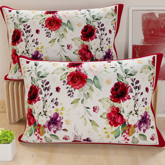 Pillowcases, Cushion Covers in Digital Print, Bordeaux Floral