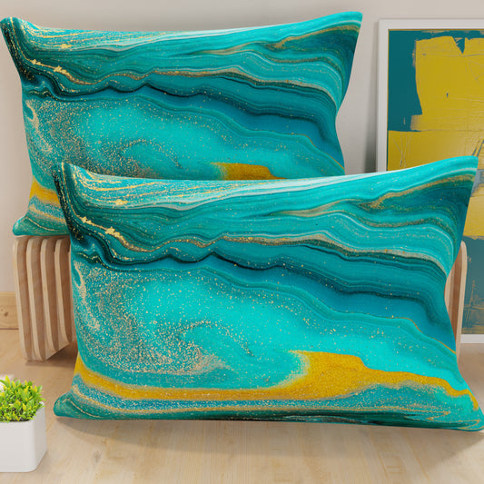 Pillowcases, Cushion Covers in Digital Print, Green Marble