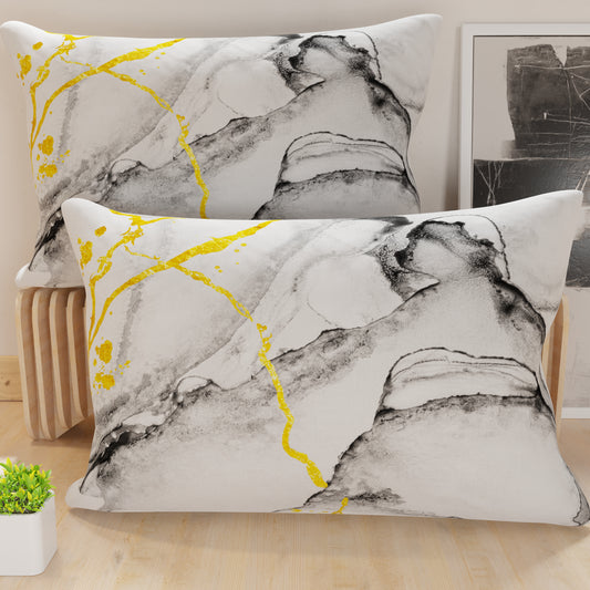 Pillowcases, Digitally Printed Cushion Covers, Light Gray Marble