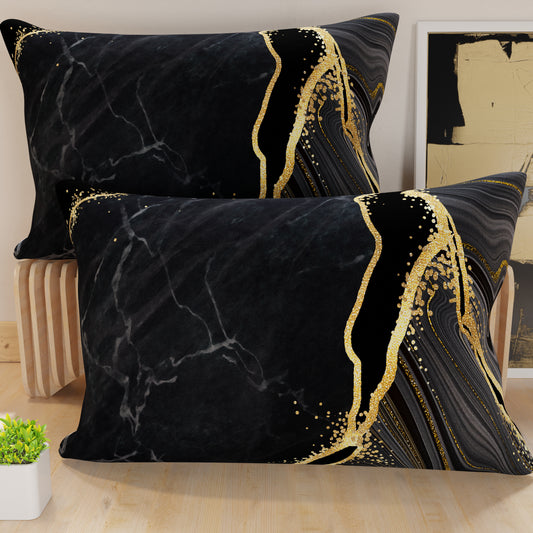 Pillowcases, Cushion Covers in Digital Print, Black Marble