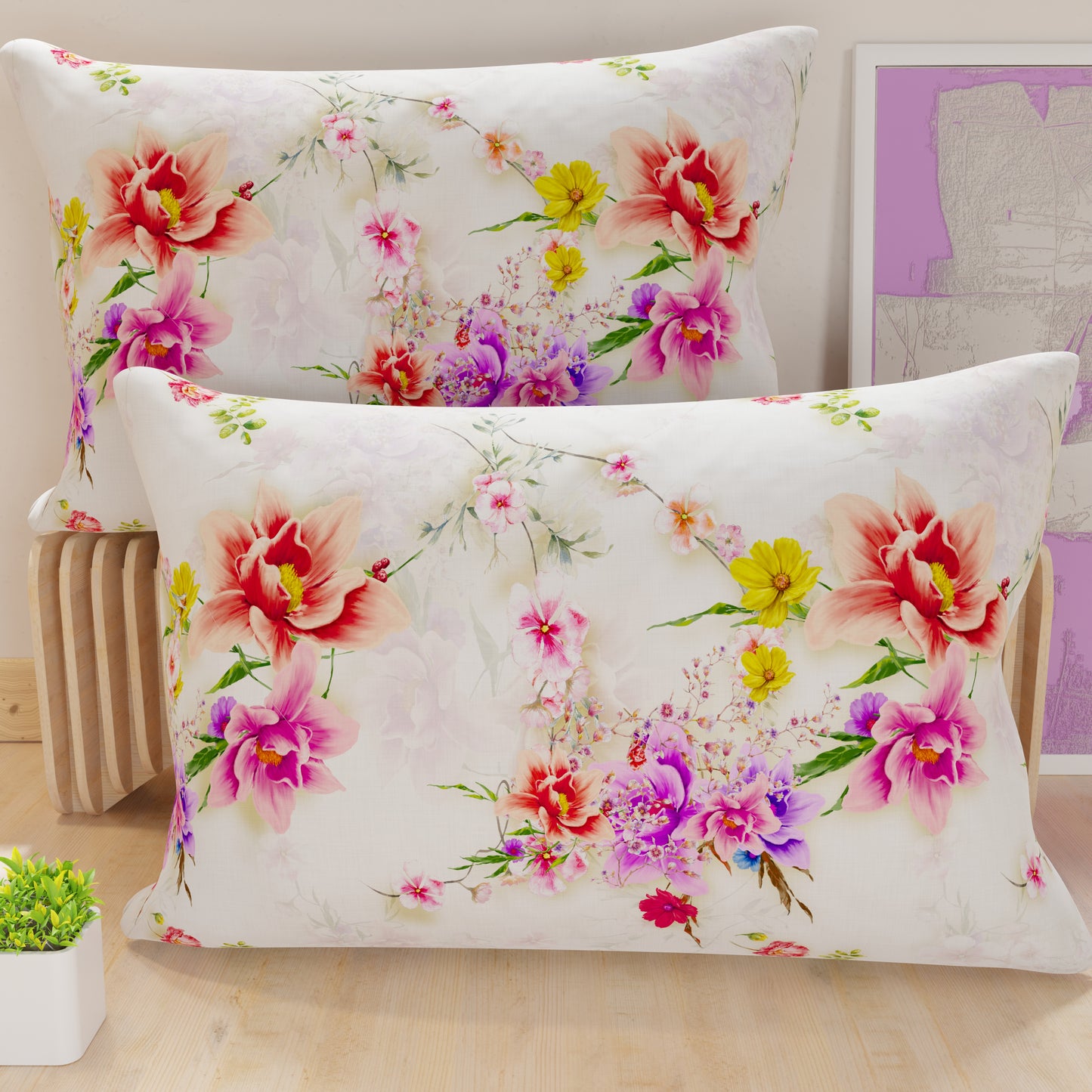 Pillowcases, Pillowcases in Digital Print, Spring White
