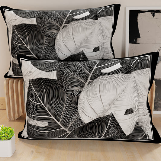 Pillowcases, Cushion Covers in Digital Print, Tropical Black Silver