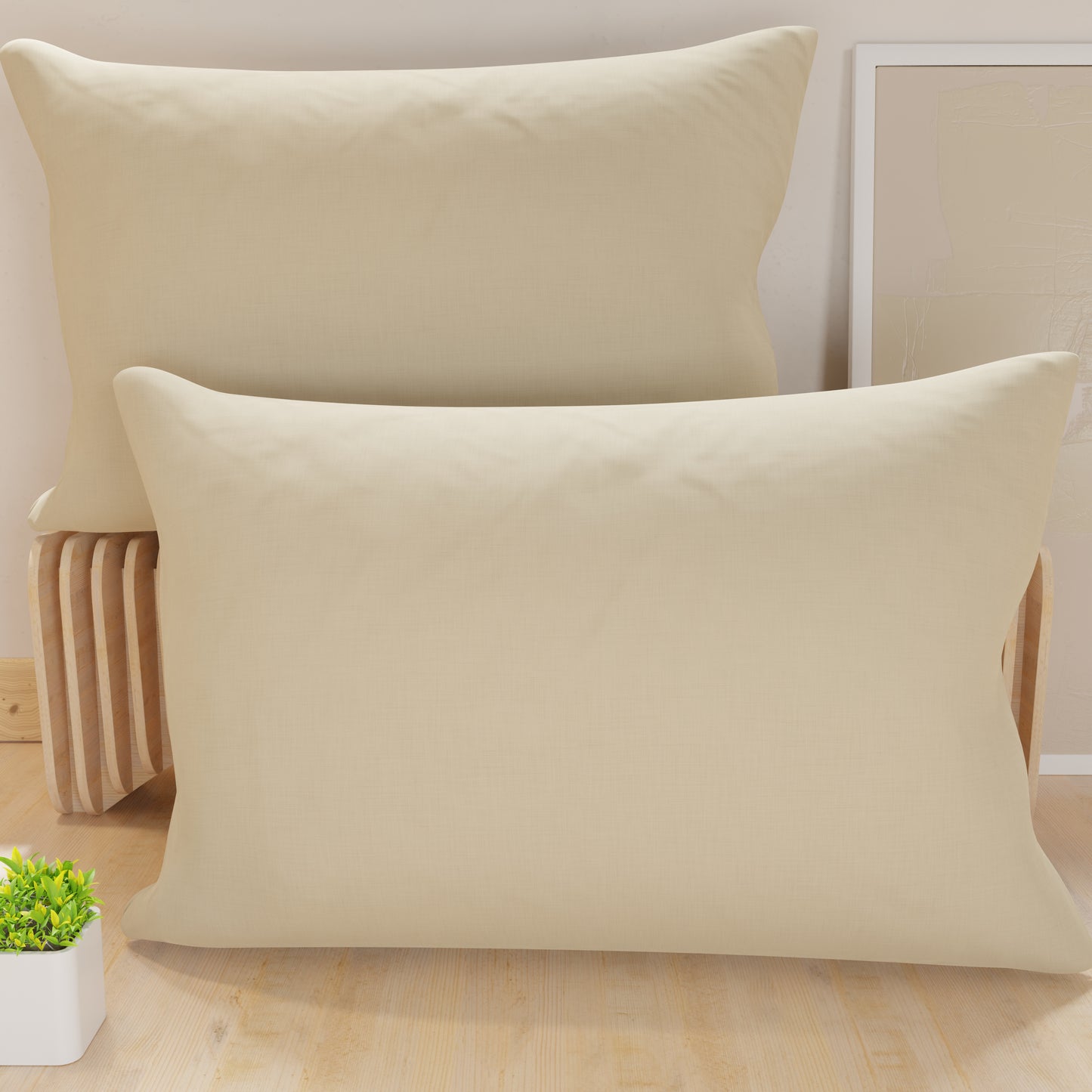 Pillowcases, Pair of Pillowcases, Pillow Covers, 100% Hypoallergenic Microfibre, Taupe