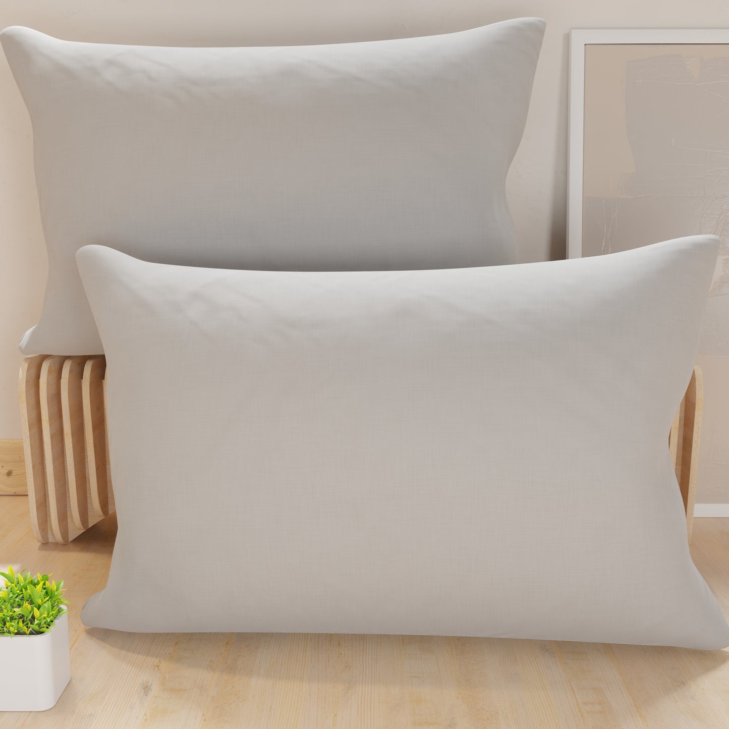 Pillowcases, Pair of Pillowcases, Cushion Covers, 100% Hypoallergenic Microfiber, Light Grey
