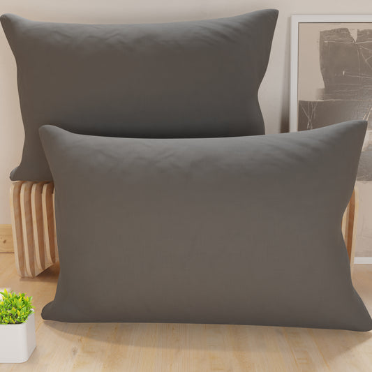 Pillowcases, Pair of Pillowcases, Cushion Covers, 100% Hypoallergenic Microfibre, Dark Grey