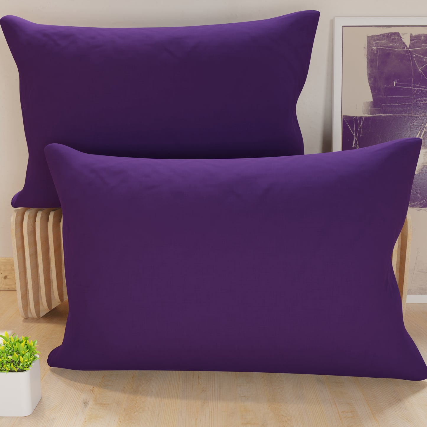 Pillowcases, Pair of Pillowcases, Cushion Covers, 100% Hypoallergenic Microfibre, Purple