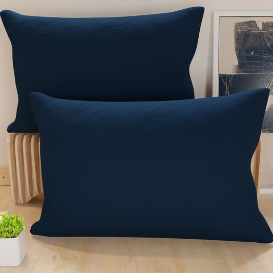 Pillowcases, Pair of Pillowcases, Cushion Covers, 100% Hypoallergenic Microfibre, Midnight Blue