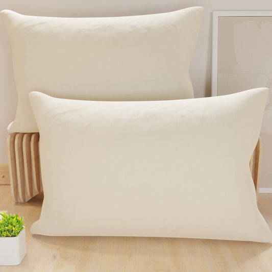 Pillowcases, Pair of Pillowcases, Cushion Covers, 100% Hypoallergenic Microfiber, Cream