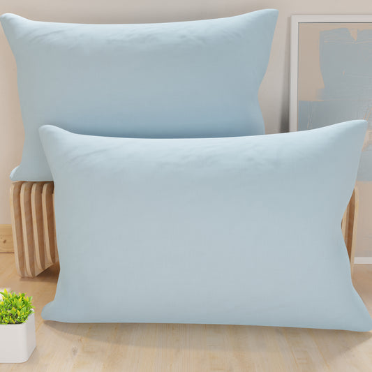 Pillowcases, Pair of Pillowcases, Cushion Covers, 100% Hypoallergenic Microfibre, Light Blue
