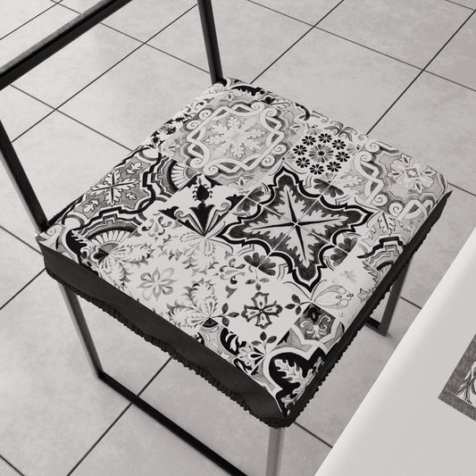 Coussins de chaise avec housse de chaise élastique en impression numérique 2 pièces Vietri 02 Noir