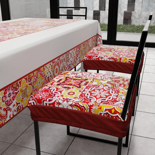 Coussins pour chaises avec élastique, housses de chaise en impression digitale Vietri 02 rouge