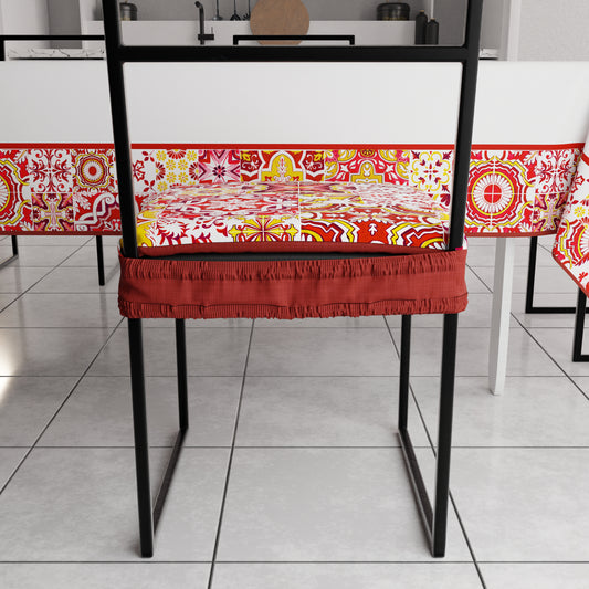 Coussins pour chaises avec élastique, housses de chaise en impression digitale Vietri 02 rouge