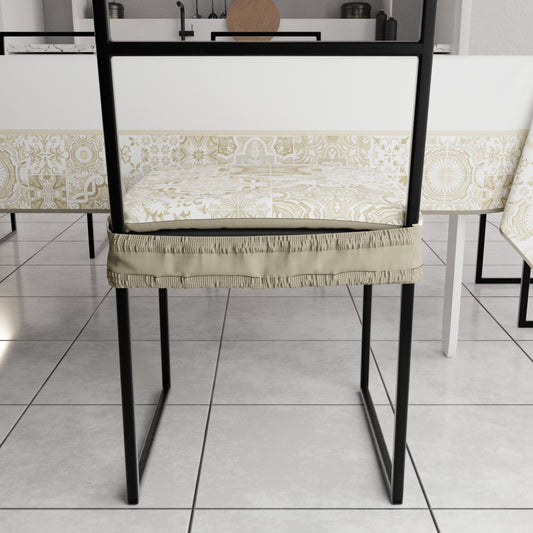 Coussins pour chaises avec élastique, housses de chaise en impression digitale Vietri 02 beige