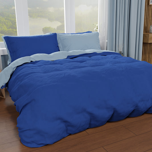 Double Duvet Cover, Duvet Cover and Pillowcases, Electric Blue/Light Blue