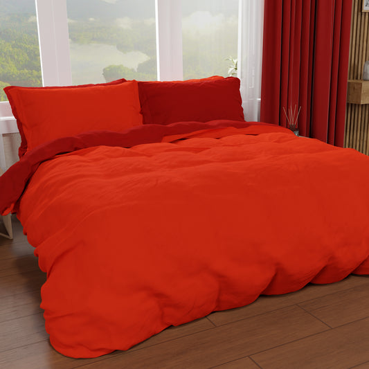 Double Duvet Cover, Duvet Cover and Pillowcases, Red/Bordeaux