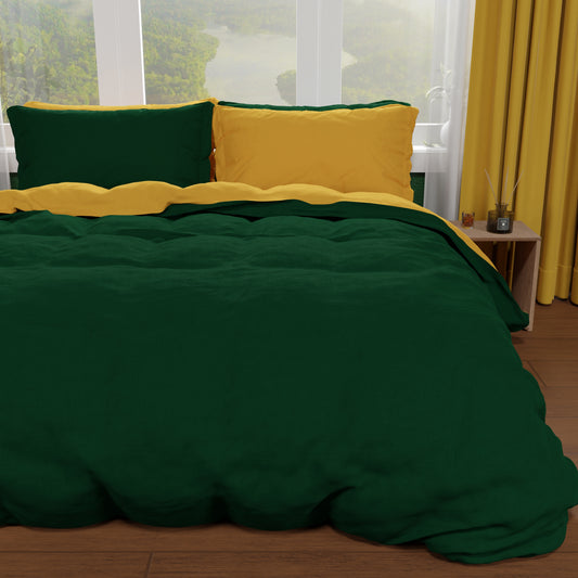 Copripiumino Matrimoniale, Sacco Copripiumino e Federe, Verde Smeraldo/Giallo