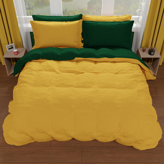 Copripiumino Matrimoniale, Sacco Copripiumino e Federe, Verde Smeraldo/Giallo