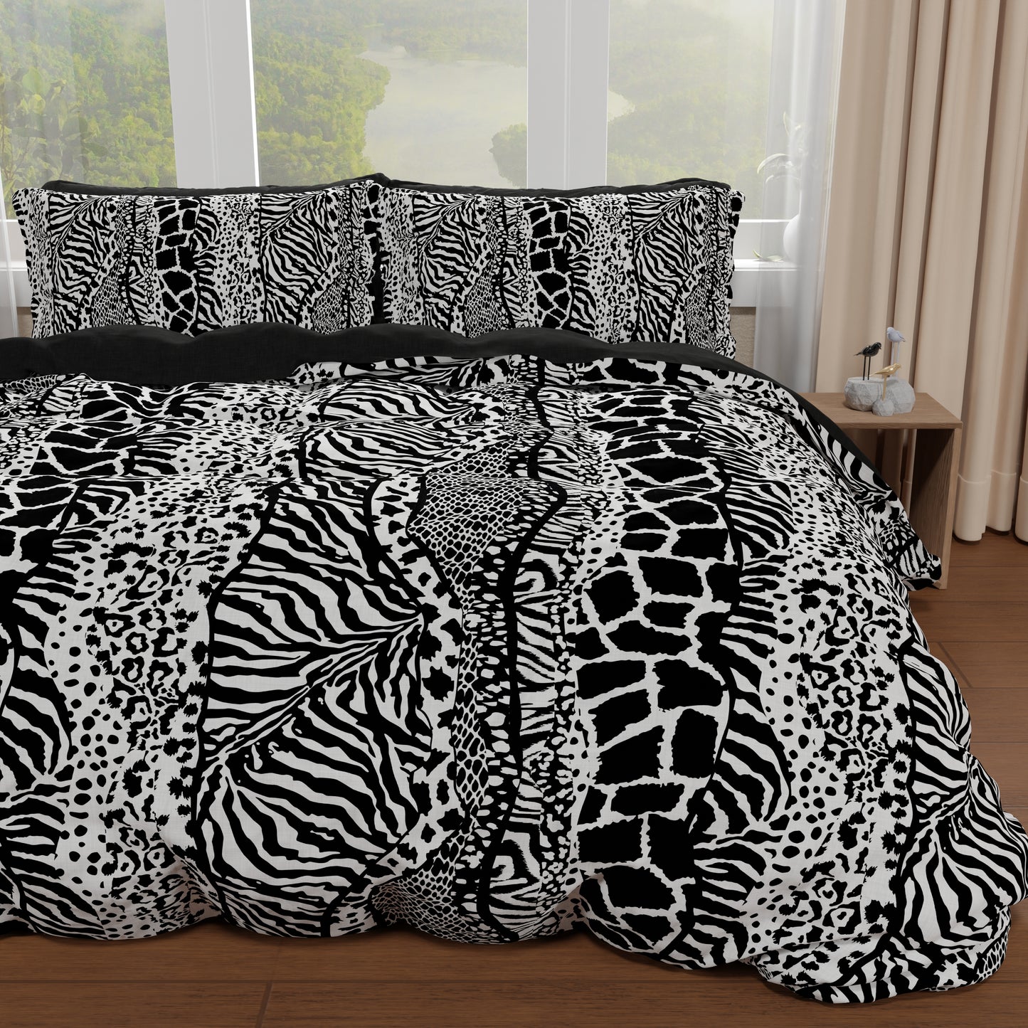 Duvet cover for double, single, one and a half square, animalier zebra