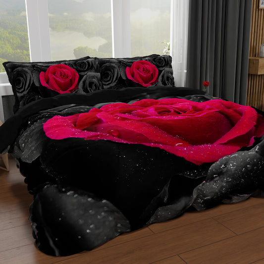 Double, Single, Single and Half Duvet Cover, Black Roses