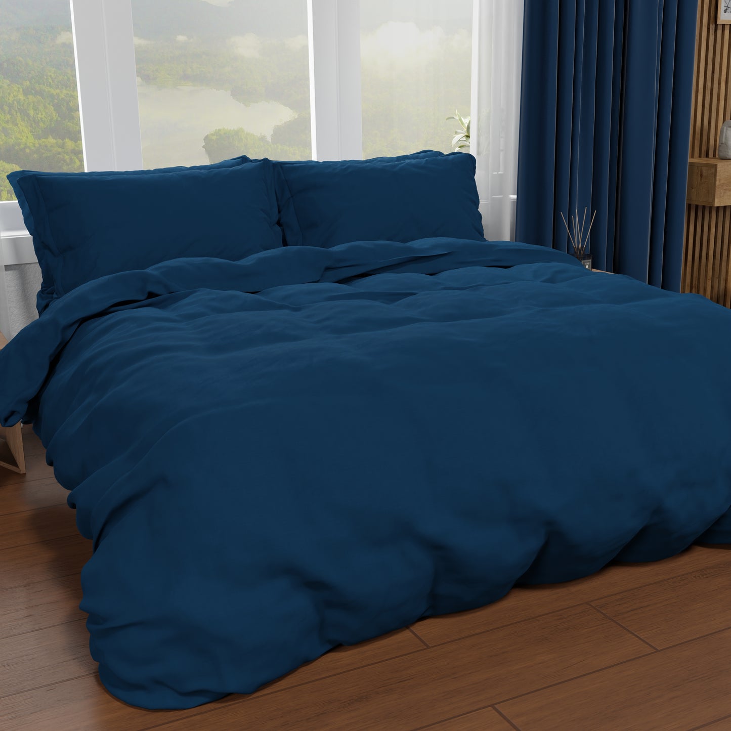Double Duvet Cover, Duvet Cover and Pillowcases, Plain Night Blue