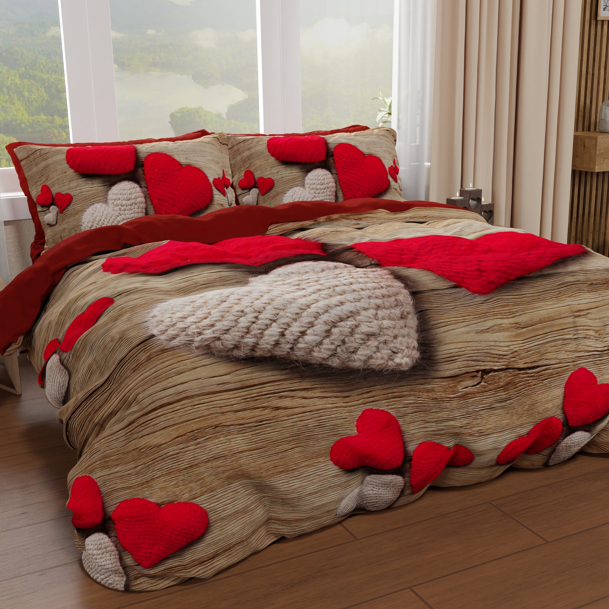 Set completo letto lenzuola 1 piazza e mezza cuore - Basic Home