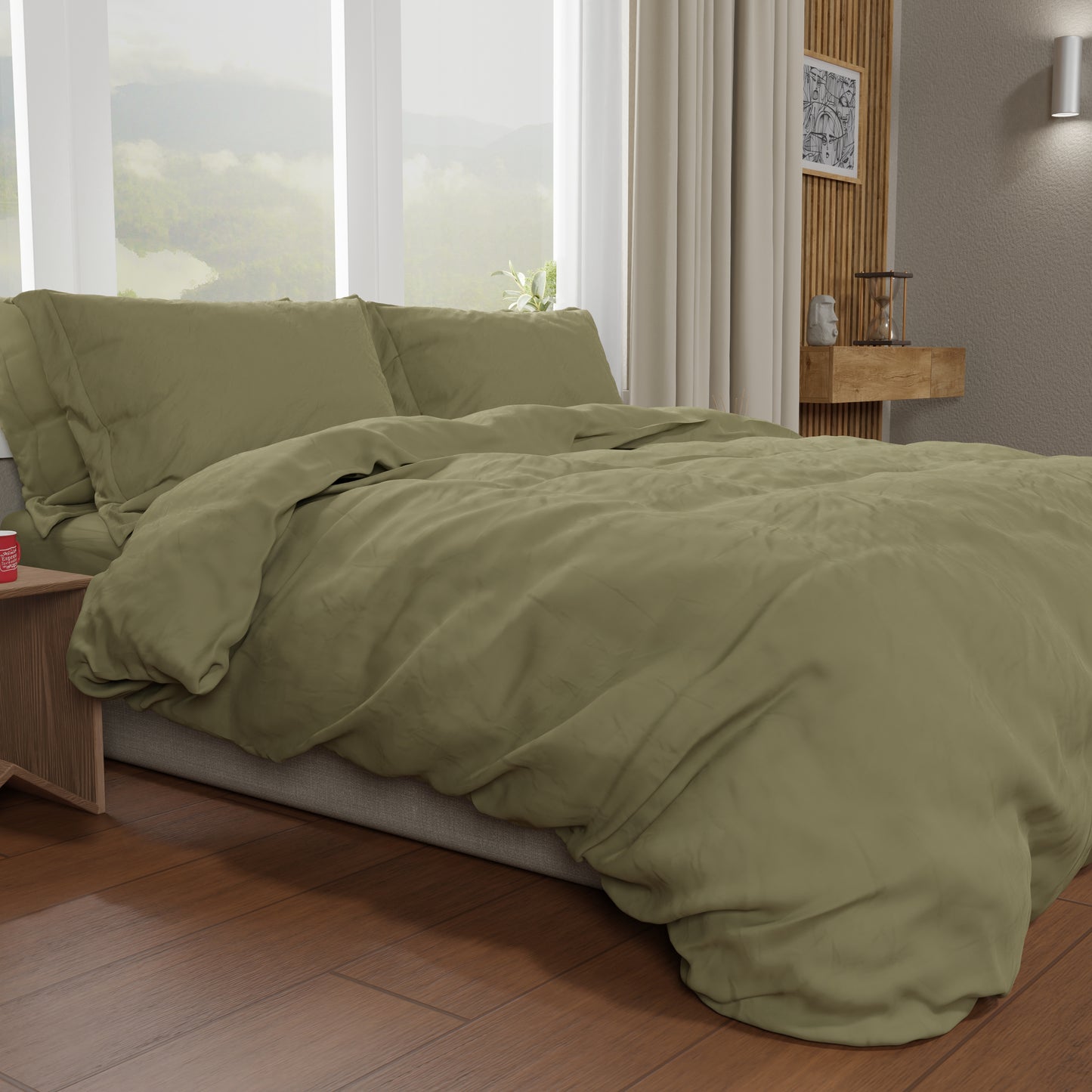 Double duvet cover, duvet cover and pillowcases, solid color mud