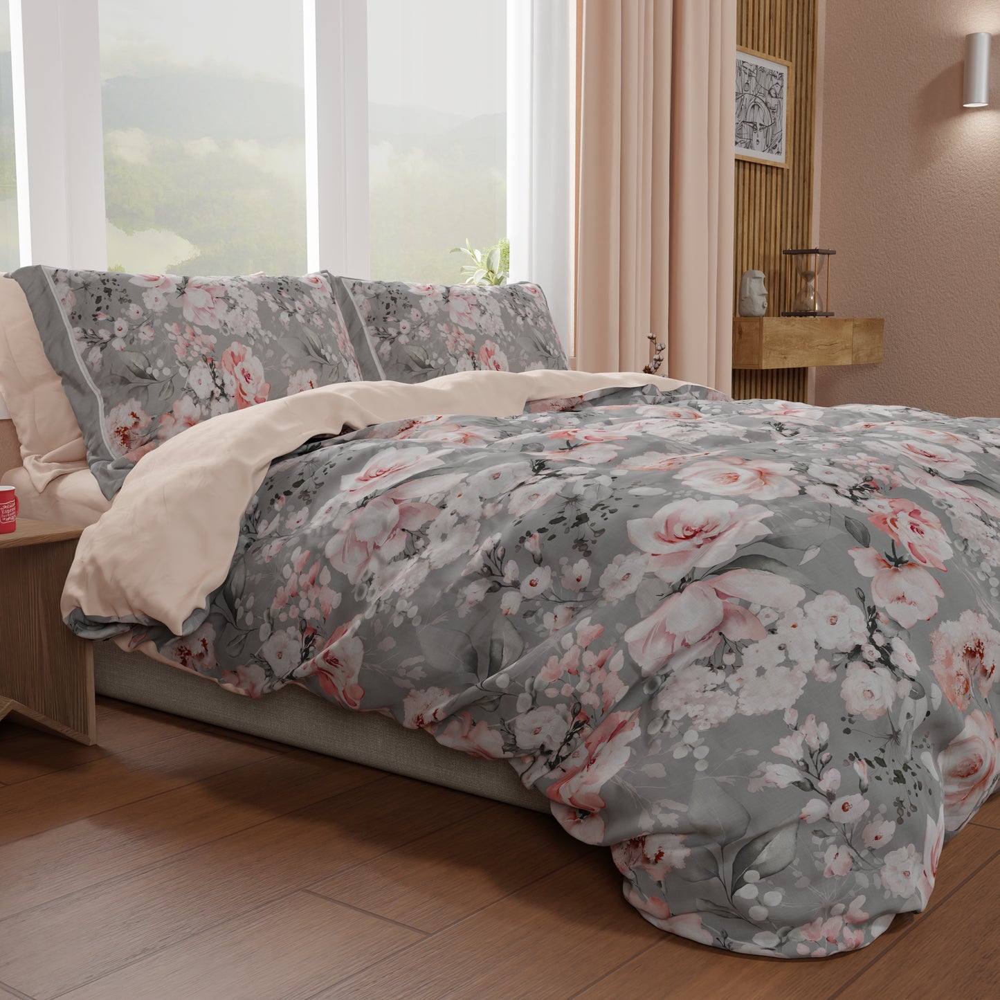 Housse de couette double, simple, queen size, florale 17-02