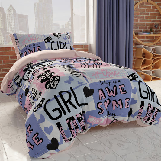 Duvet cover, bedroom duvet cover, single and one and a half square, Girl Cool