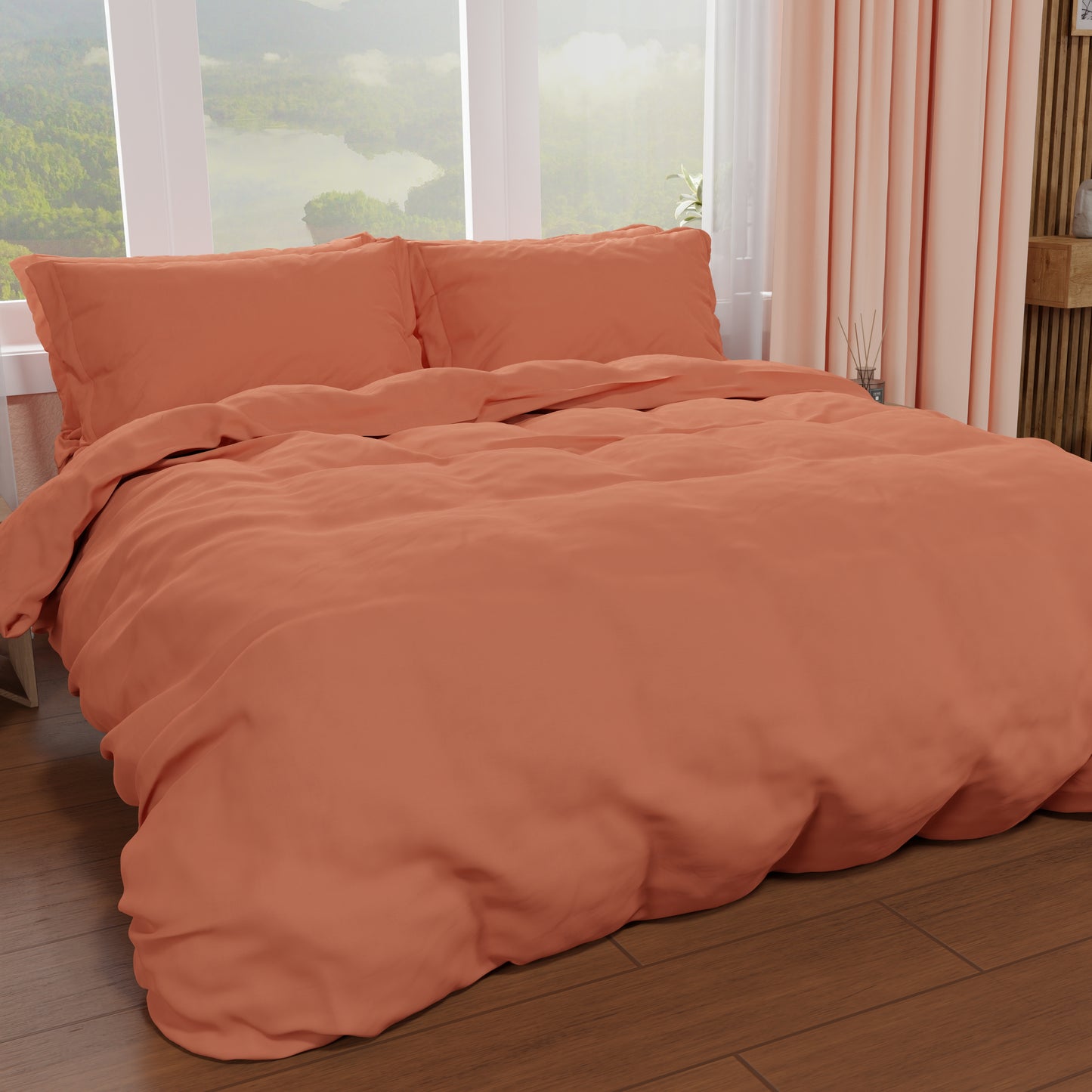 Double Duvet Cover, Duvet Cover and Pillowcases, Solid Color Dark Powder