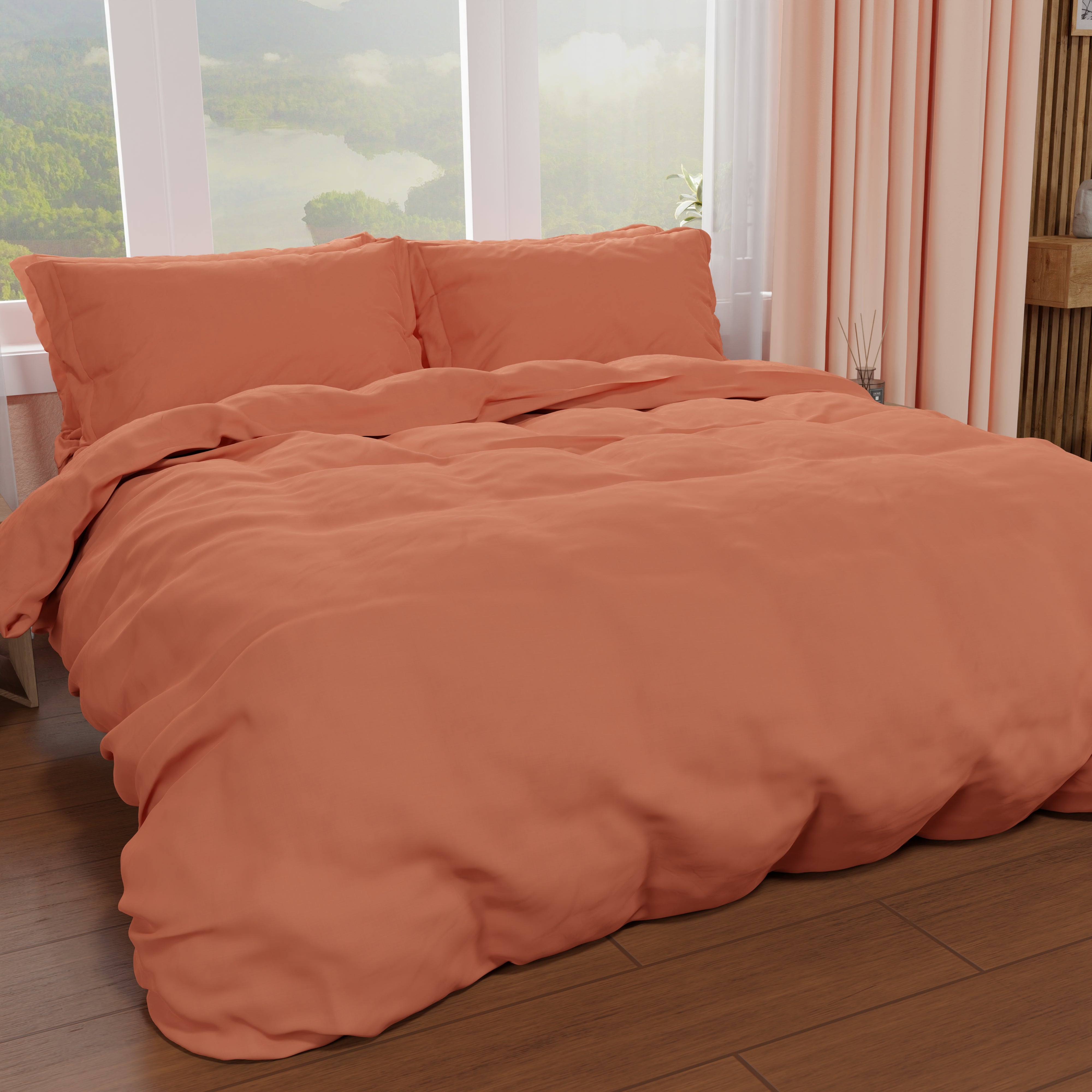 Set Di Copripiumino Furn. Coralina Con Motivo Tropicale, Policotton Morbido, 40° Lavabile, Chiusura A Pullover, Per Camera Da Letto