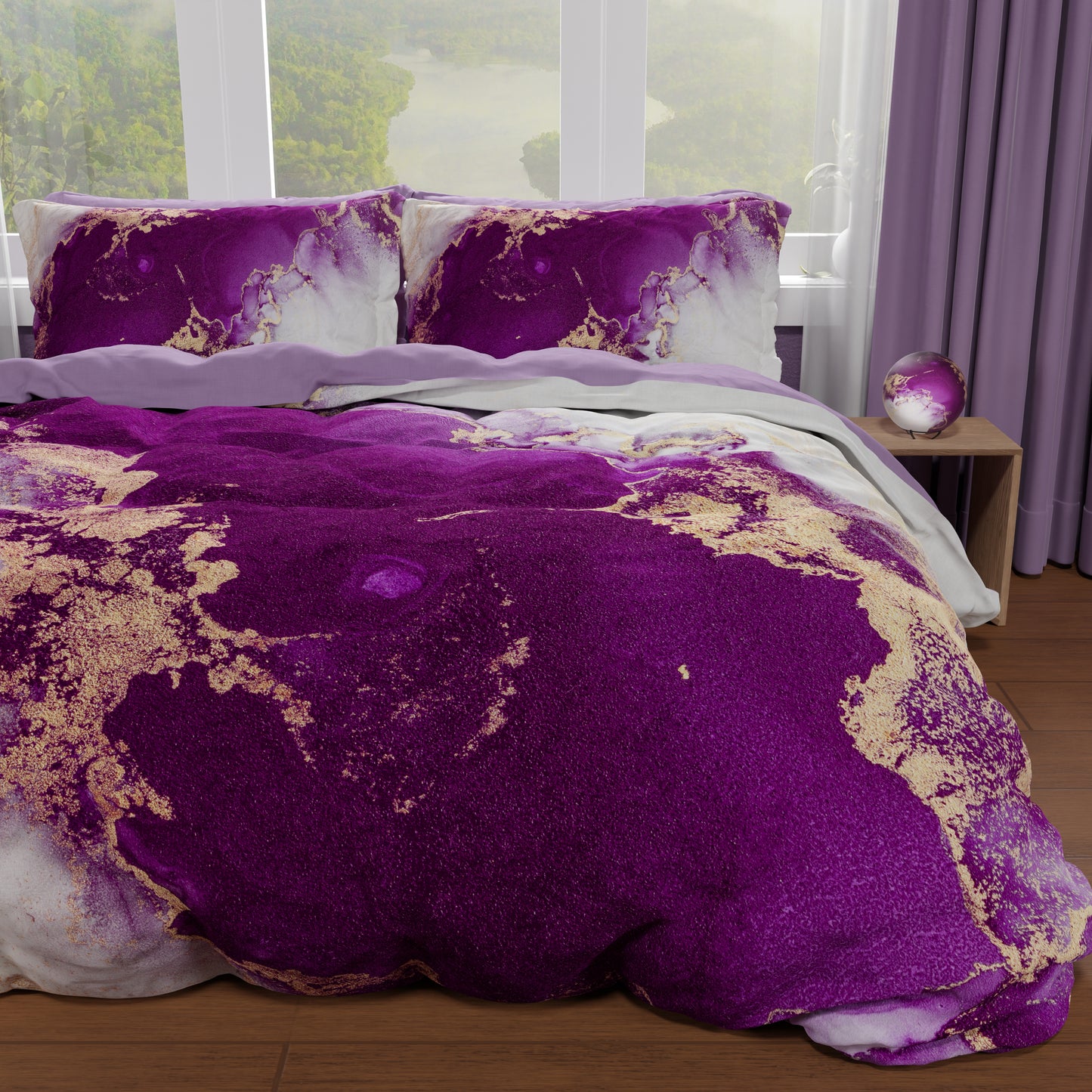 Duvet cover for double, single, one and a half square, Marble 01 Purple